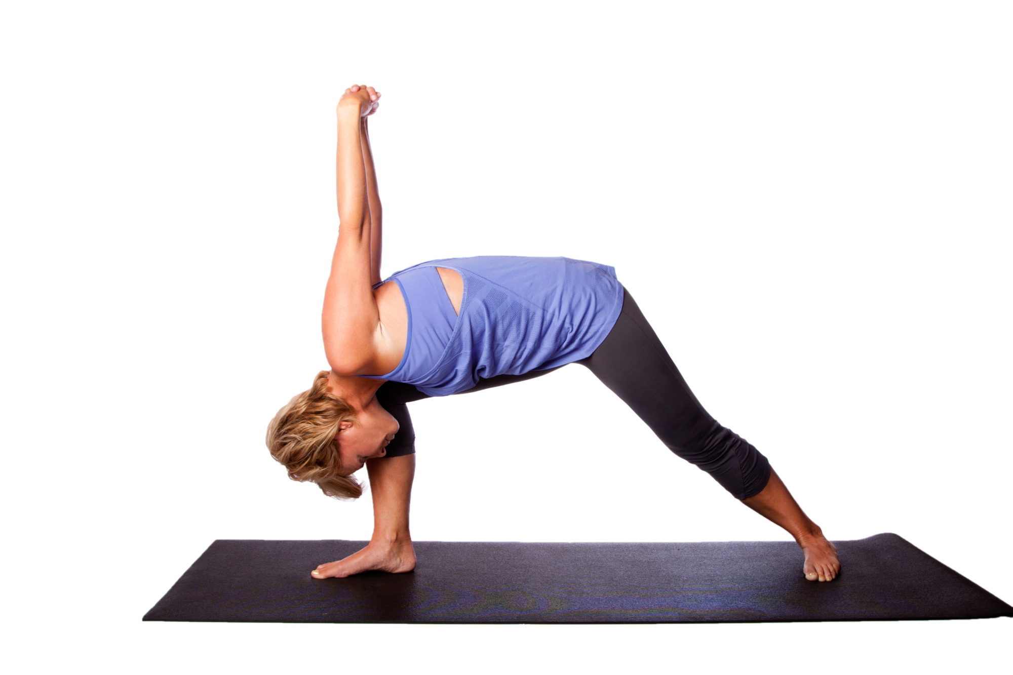 Yoga Pose: Warrior I with Hands Interlaced